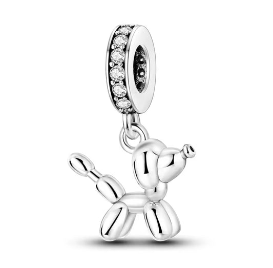 Ballon Hund Charm, 925er Silber